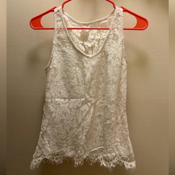 No Boundaries Tops - No Boundaries White Floral Lace Tank